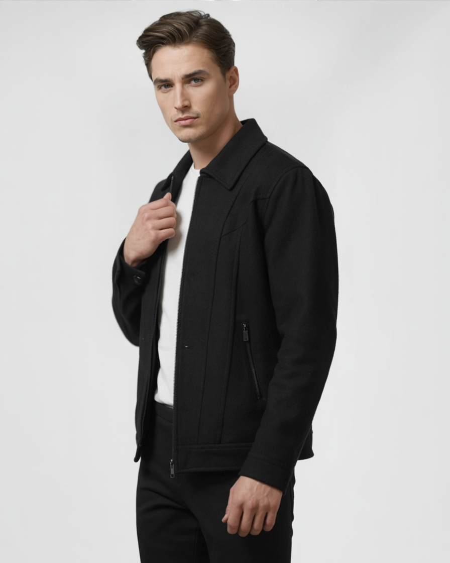 Chaqueta de ante negra para hombre