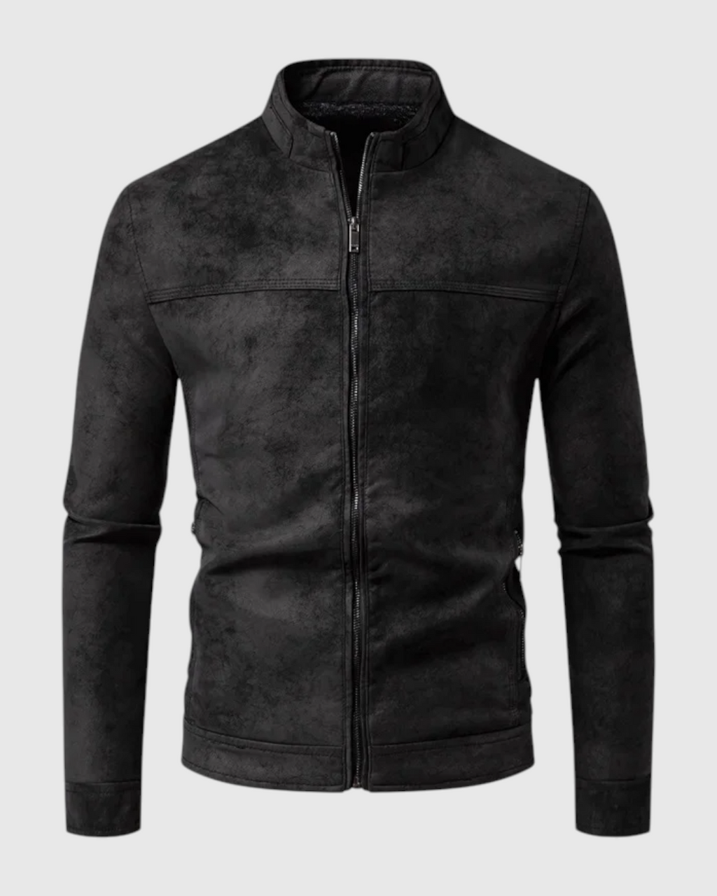 Chaqueta Negro Cuero Hombre Retro Casual