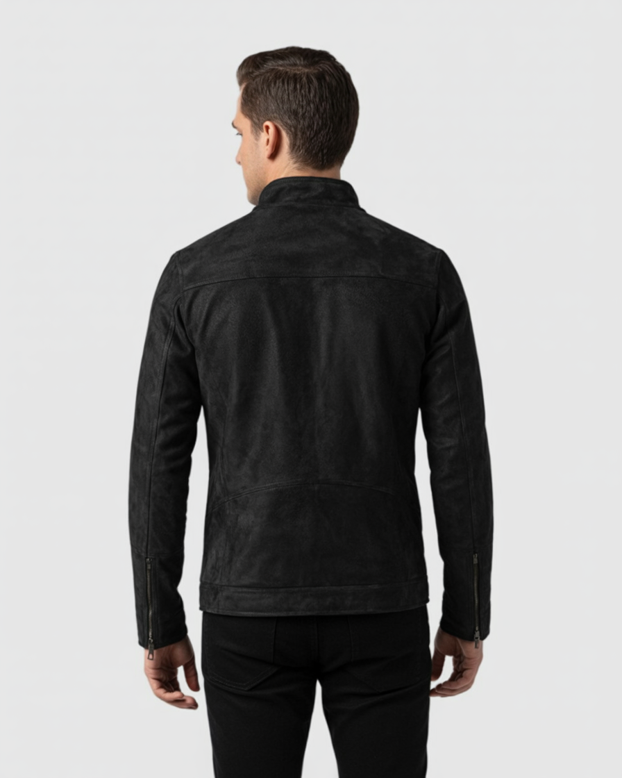 Chaqueta Negro Cuero Hombre Retro Casual