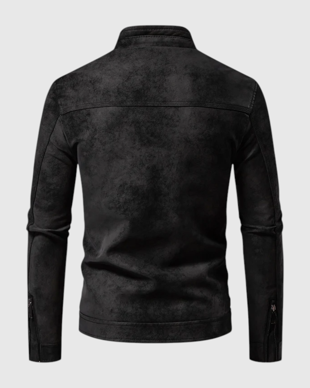 Chaqueta Negro Cuero Hombre Retro Casual