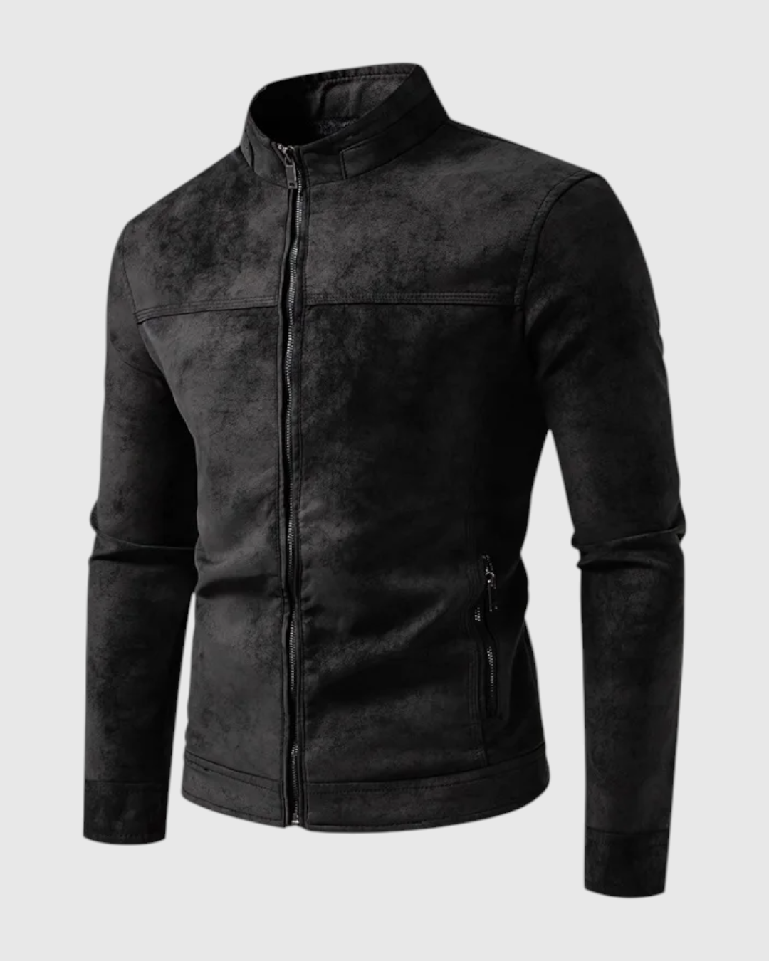 Chaqueta Negro Cuero Hombre Retro Casual