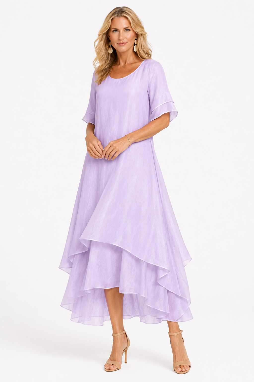 Dresses : Elegant Women's Dress - Flowing Fit, Timeless Style & Comfort in Purple van DUUWE