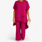 Chiffon Top with Relaxed-Fit Pants Set