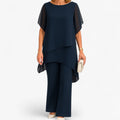 Women's Chiffon Top with Relaxed-Fit Pants Set