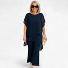 Chiffon Top with Relaxed-Fit Pants Set