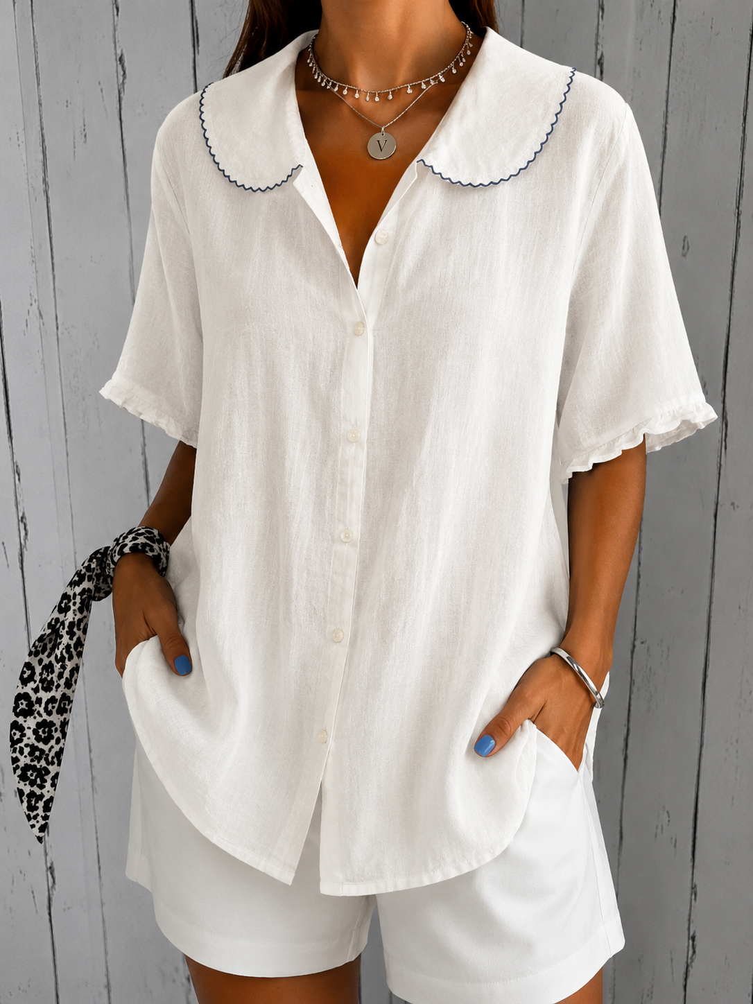 #1222 Khloe : Khloe | Elegant Blouse in White van DUUWE