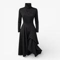 Women's Elegant Stretch Polyester Cotton Blend Turtleneck Draped