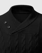 Elegante suéter de punto – suéter para hombre con cuello de solapa y botones