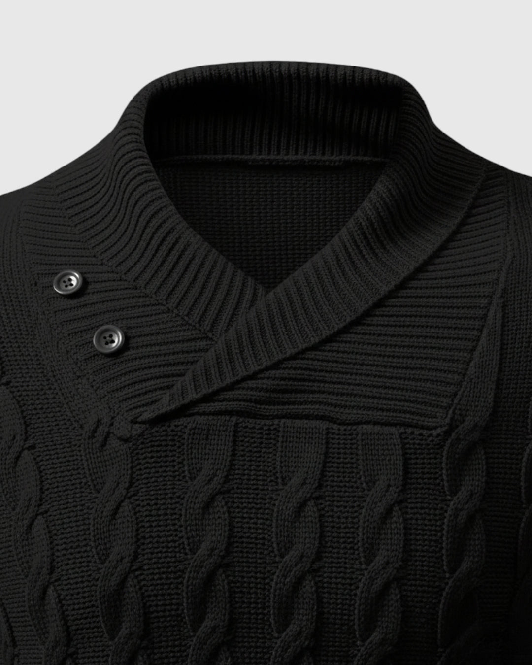 Elegante suéter de punto – suéter para hombre con cuello de solapa y botones