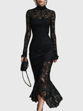 Women's Elegant Lace Fishtail Maxi Dress