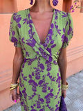 Women's Elegant Floral Summer Midi Dress - Effortless Chic for