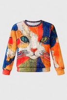 Artistic Cat Patchwork 3D Print Sweater | DUUWE