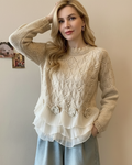 Women's Ruffle Knit Sweater — Elegant Knit with Delicate Ruffles