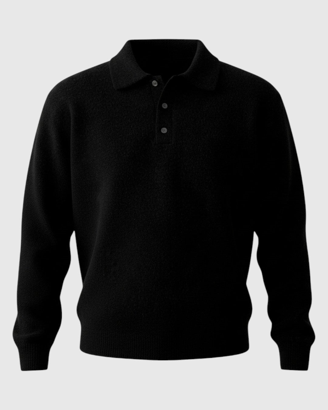 Jersey Polo de Punto de Hombros Caídos para Hombre – Negro
