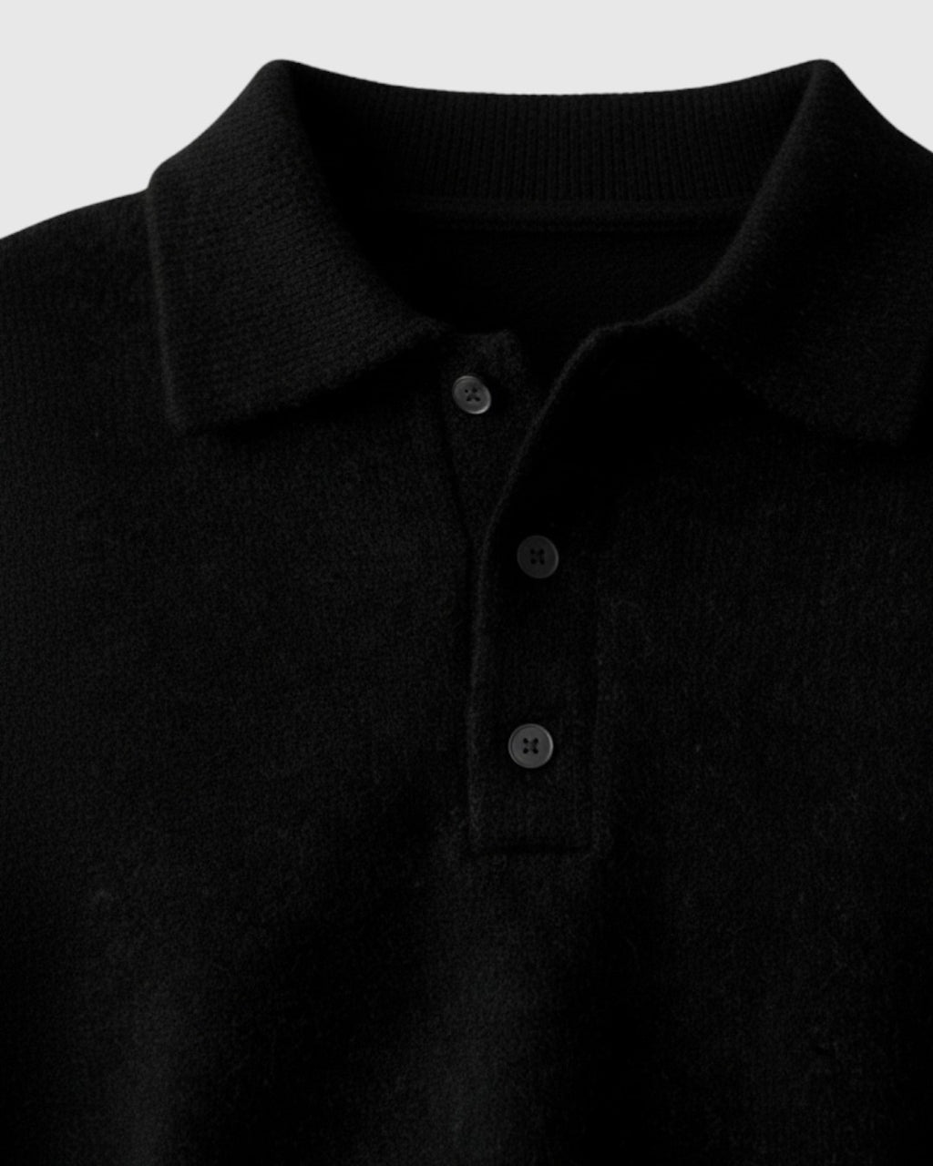 Jersey Polo de Punto de Hombros Caídos para Hombre – Negro