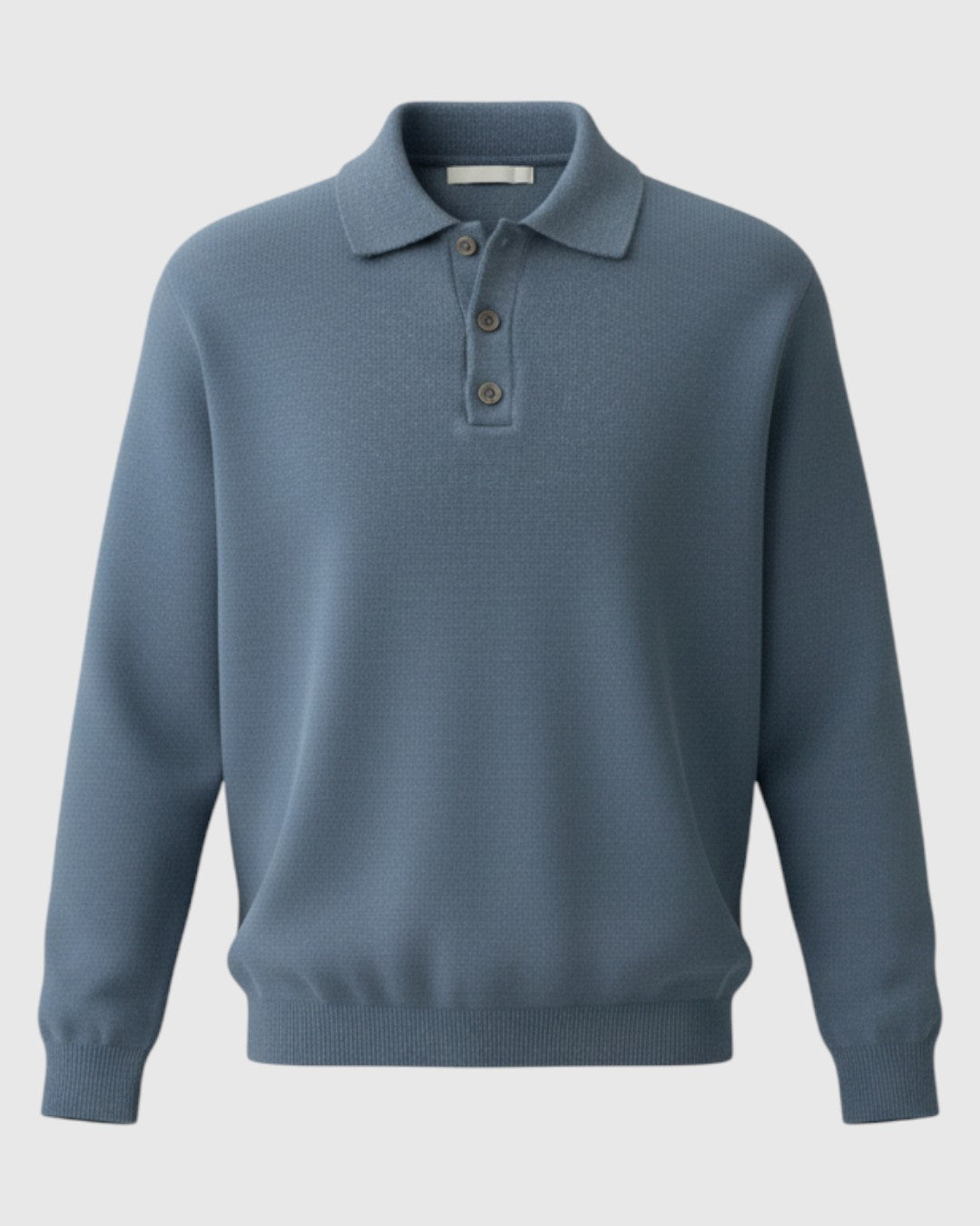Jersey Polo de Punto con Hombros Caídos para Hombre – Azul Empolvado