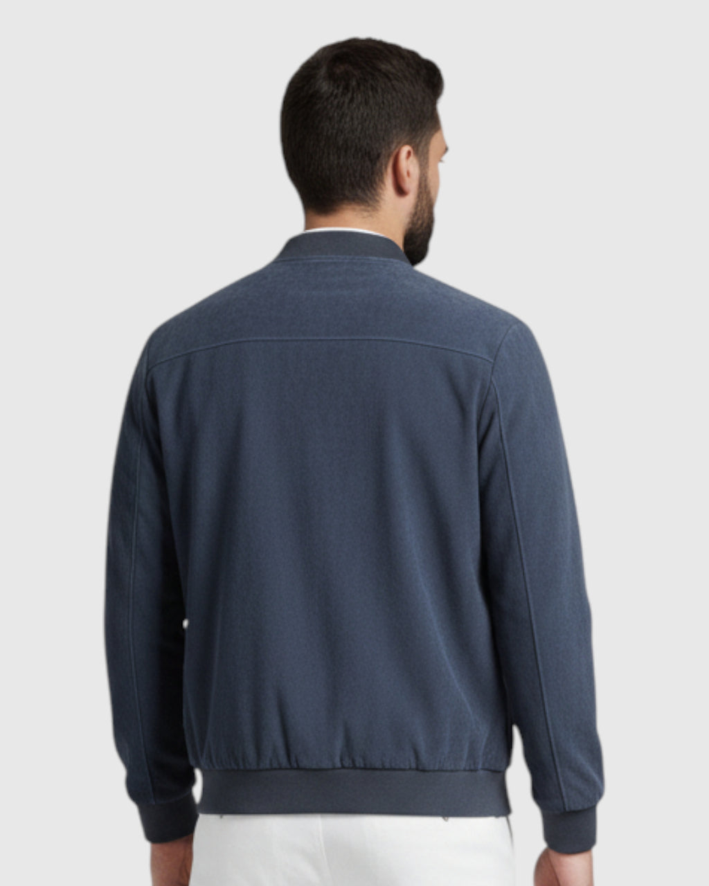 Chaqueta Suede con Cremallera para Hombre – Azul Denim