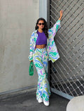 Women's Bold Swirl Print Two-Piece Set for a Stylish, Head-Turning