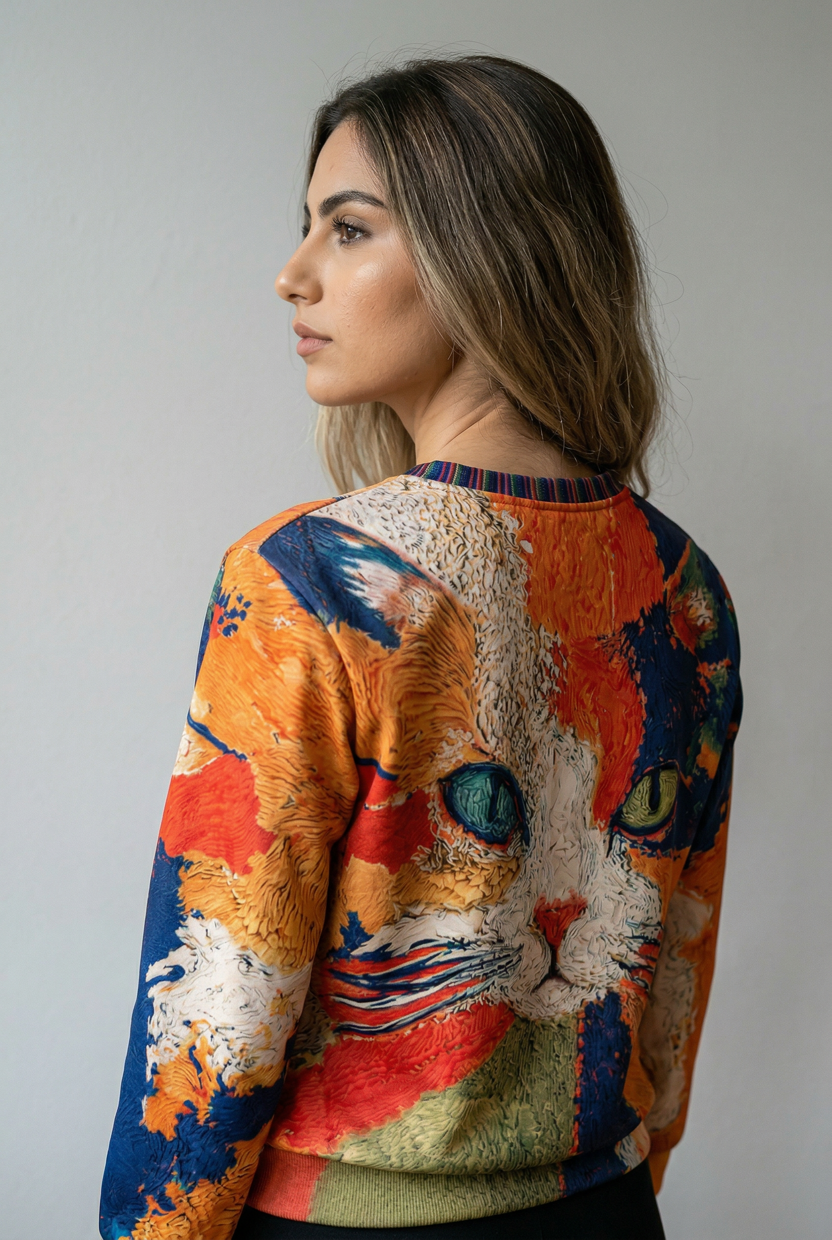 Artistic Cat Patchwork 3D Print Sweater | DUUWE