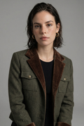 Women's Tweed Jacket with Velvet Detailing