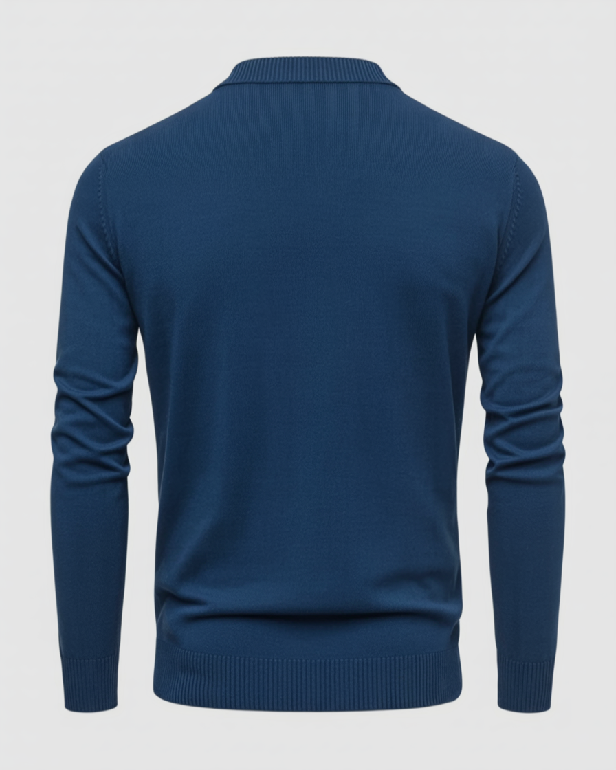 Jersey azul de algodón con cuello en v para hombre