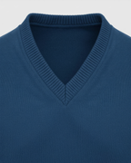 Jersey azul de algodón con cuello en v para hombre