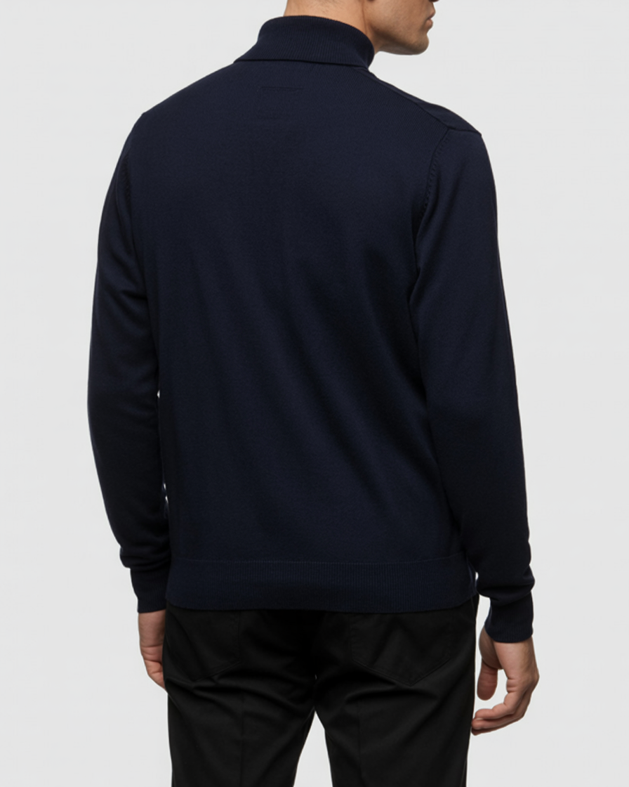 Jersey azul marino con media cremallera para hombre