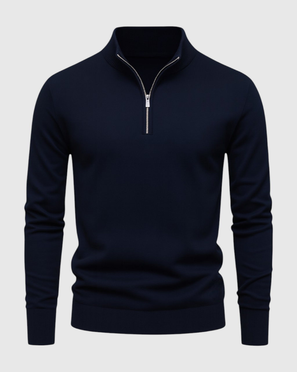 Jersey azul marino con media cremallera para hombre