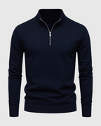 Jersey azul marino con media cremallera para hombre