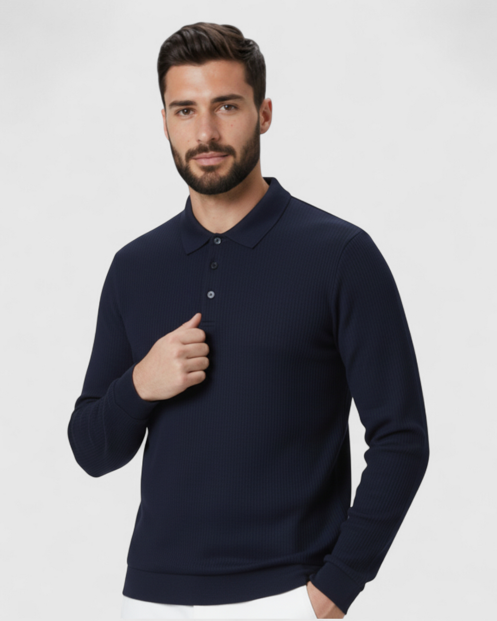 Jersey polo de manga larga para hombre