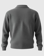 Jersey polo de punto con hombros caídos para hombre – gris