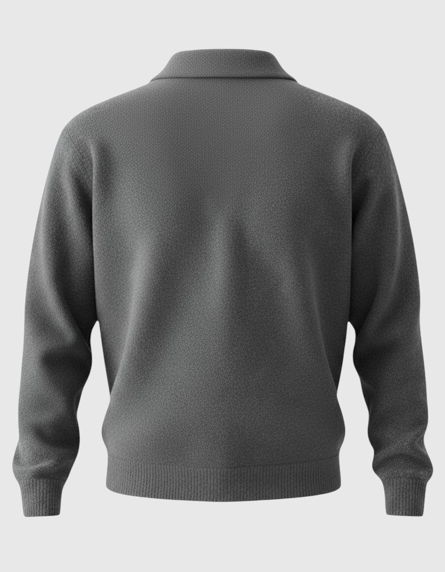 Jersey polo de punto con hombros caídos para hombre – gris