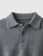 Jersey polo de punto con hombros caídos para hombre – gris