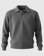 Jersey polo de punto con hombros caídos para hombre – gris
