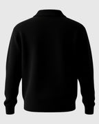 Jersey polo de punto de hombros caídos para hombre – negro