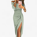 Women's Chic Off-Shoulder Dress with Elegant Silhouette