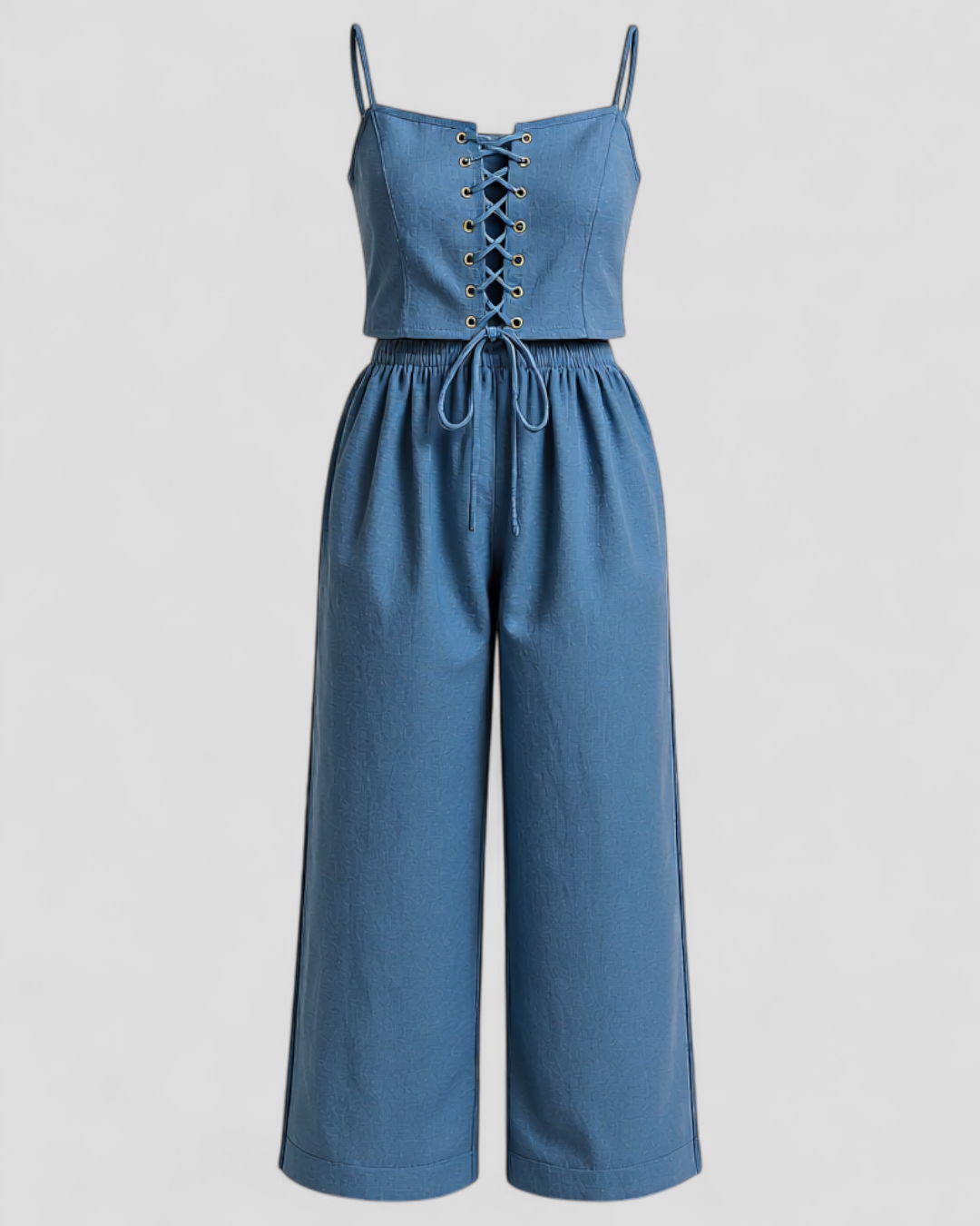 Alina | Kvinders Elegant Linned Sæt - Blå - Kvinders sæt - {{ product_tags }