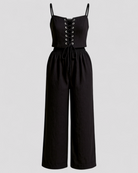 Alina | Kvinders Elegant Linned Sæt - Sort - Kvinders sæt - {{ product_tags }