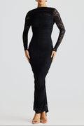 Women's Long lace dress with open back and elegant long sleeves