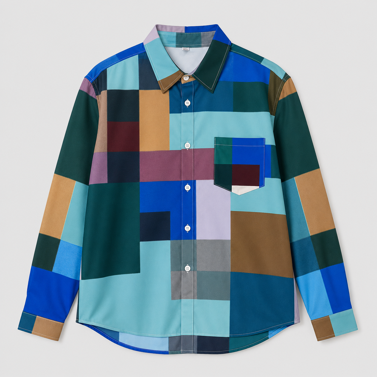Men's Geometric Print Button-Up Shirt