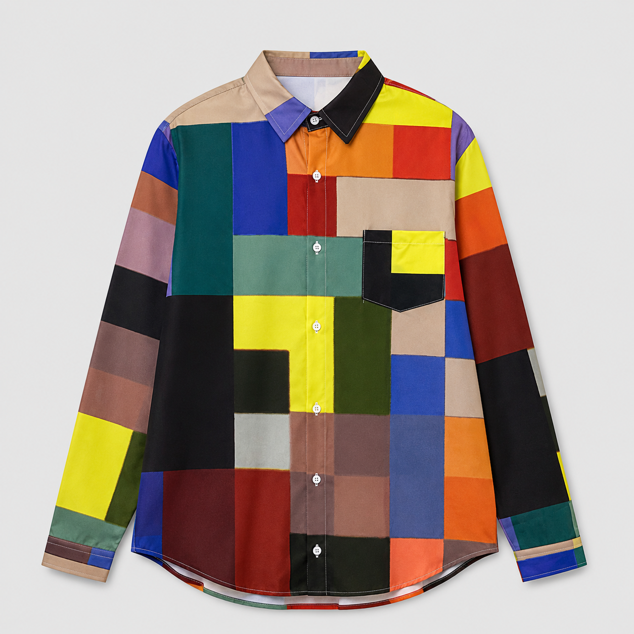 Men's Geometric Print Button-Up Shirt