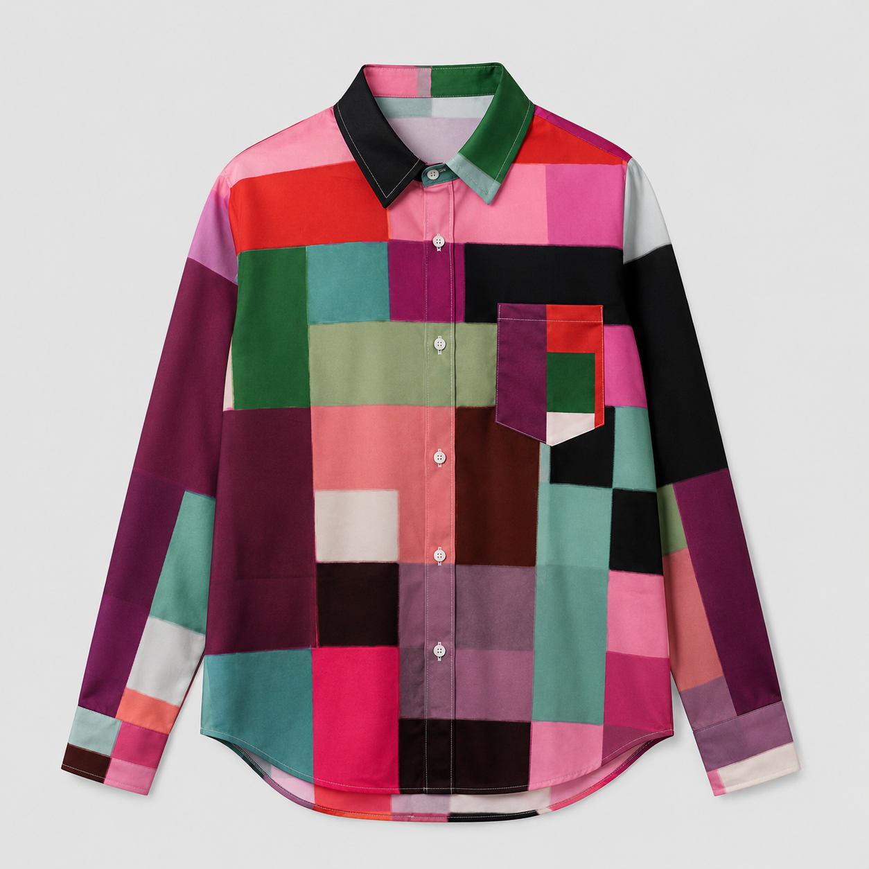 Men's Geometric Print Button-Up Shirt