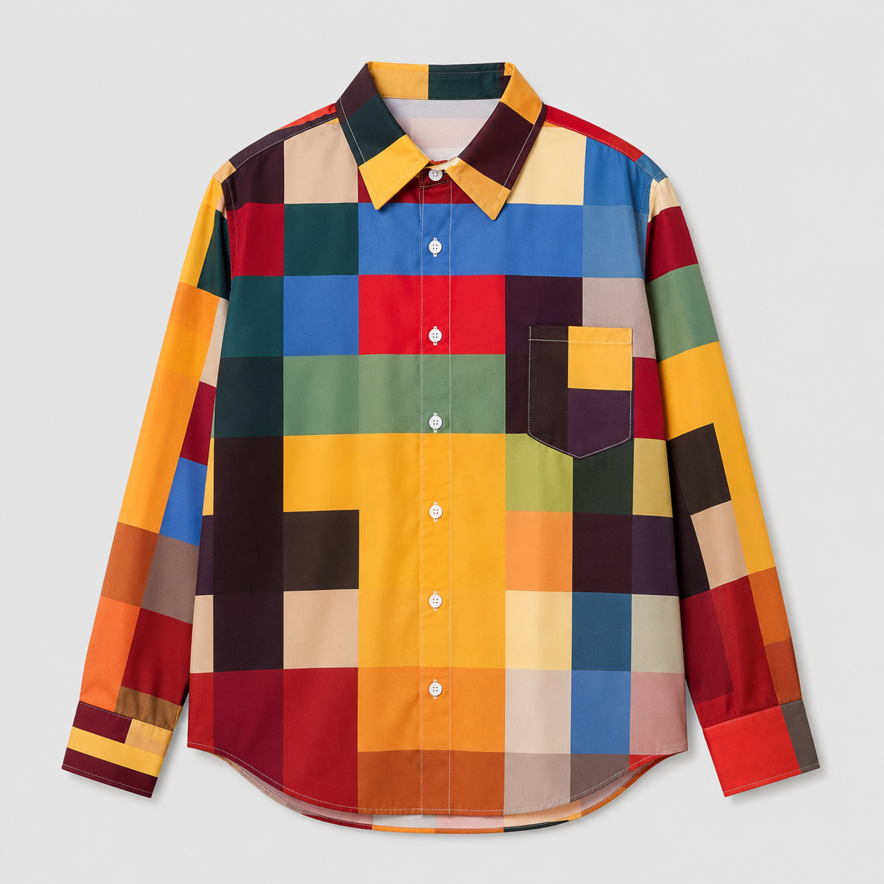 Men's Geometric Print Button-Up Shirt