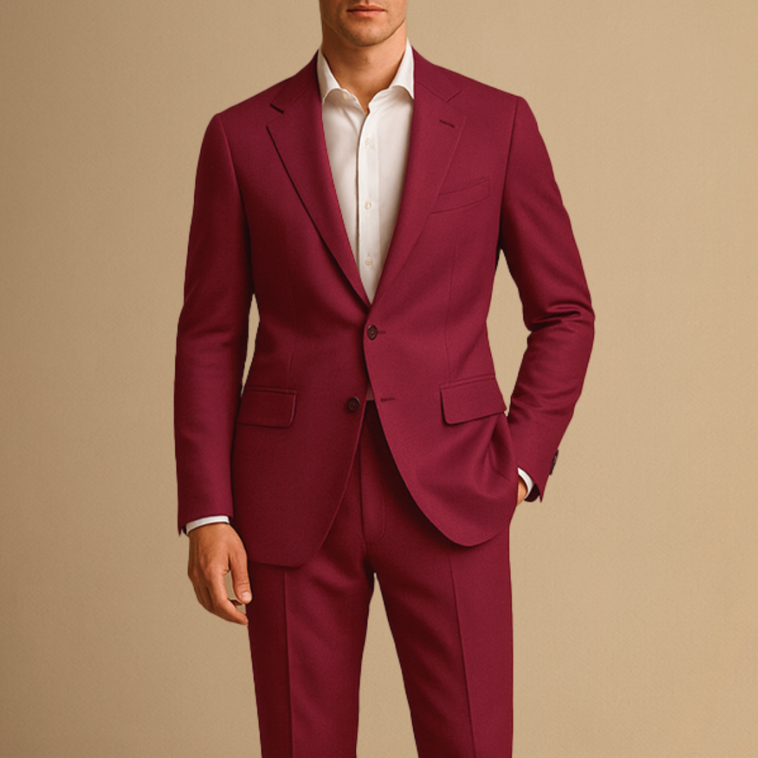 Men's Suits : Men's Lightweight Slim Fit Two-Piece Suit for Weddings and Formal Events in Red van Concept Palermo