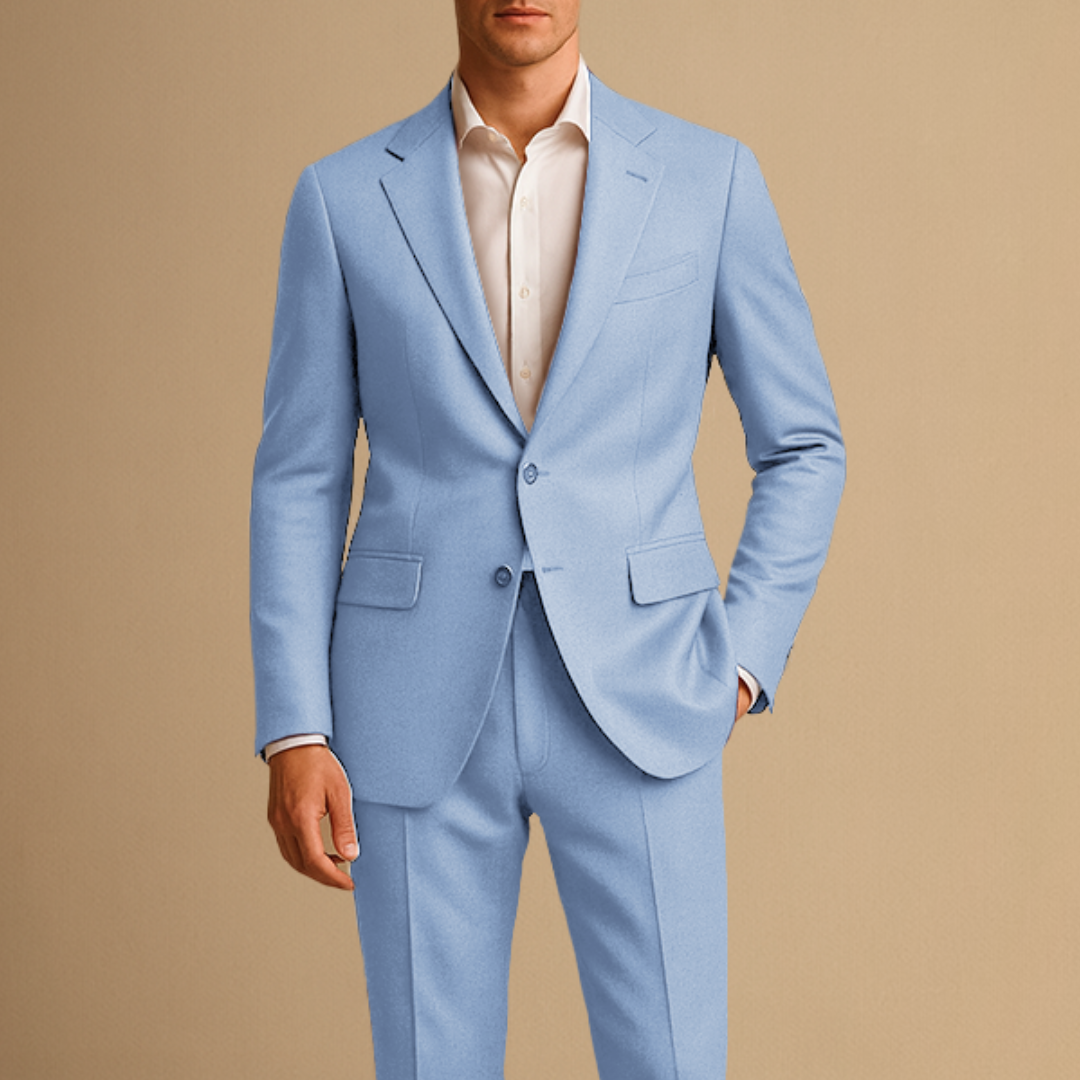 Men's Suits : Men's Lightweight Slim Fit Two-Piece Suit for Weddings and Formal Events in Light Blue van Concept Palermo