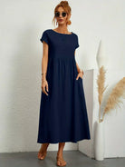 Dress : -Ursina™ | Fluid Midi Dress- in van Cow Clothing