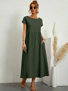 Dress : -Ursina™ | Fluid Midi Dress- in van Cow Clothing