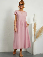 Dress : -Ursina™ | Fluid Midi Dress- in van Cow Clothing