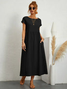 Dress : -Ursina™ | Fluid Midi Dress- in van Cow Clothing