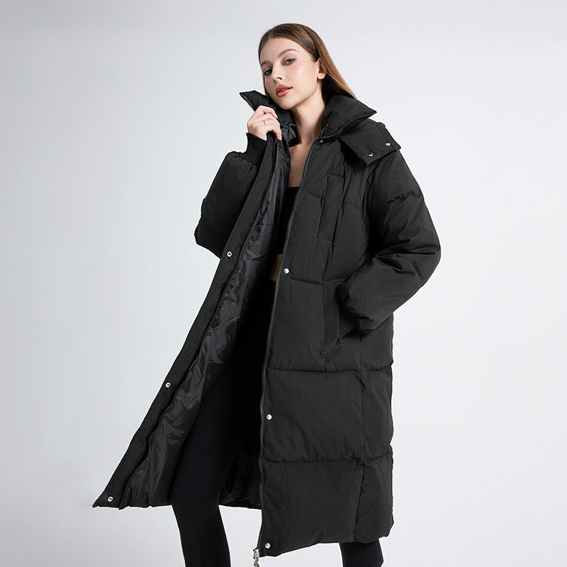 Classic Hooded Long Puffer Coat – Timeless Warmth, Sleek Style